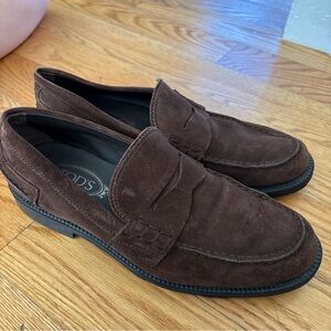 Tod's Dark Brown Men's Suede Slip-Ons